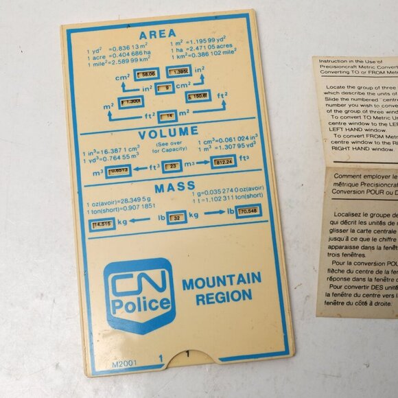 Vintage Canadian National Police Analog Metric Converter Volume Length 1974 - Picture 9 of 10